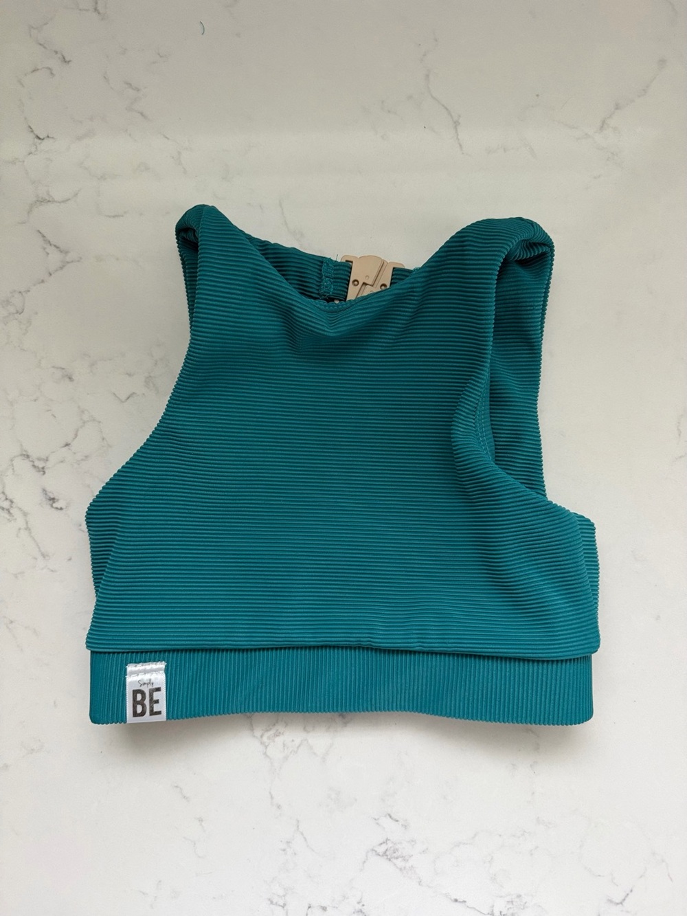 SimplyBE Dancewear Teal Ribbed Crop Tank Top